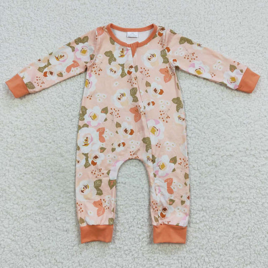 Flowers Baby Romper With zipper