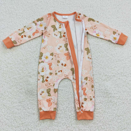 Flowers Baby Romper With zipper