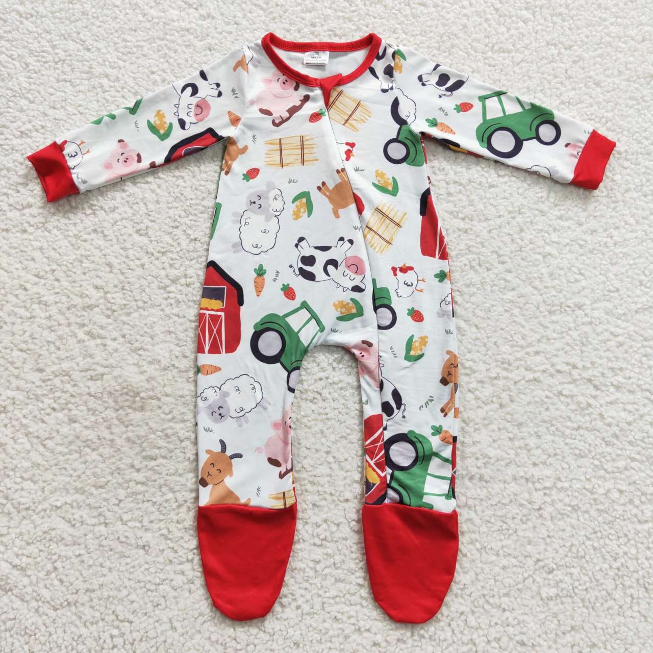 Farm Animal Home Baby Boy Romper With zipper