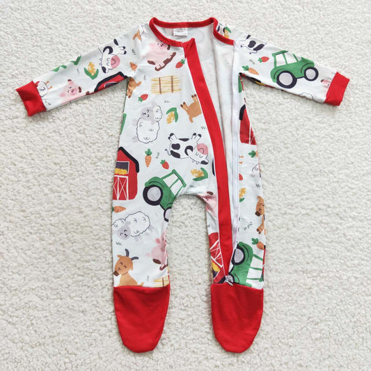 Farm Animal Home Baby Boy Romper With zipper