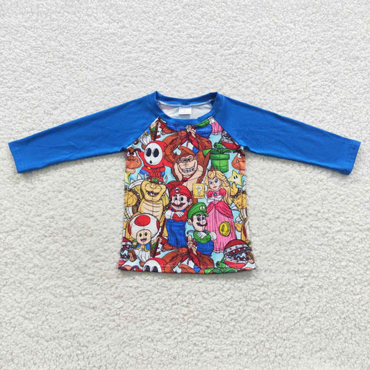 Blue Cartoon Pattern Shirt