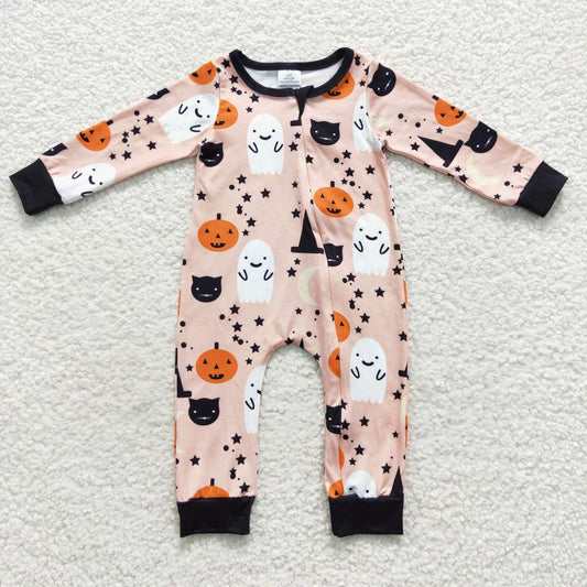 Halloween Pumpkin Baby Romper With zipper