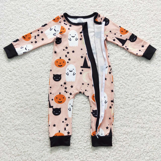 Halloween Pumpkin Baby Romper With zipper