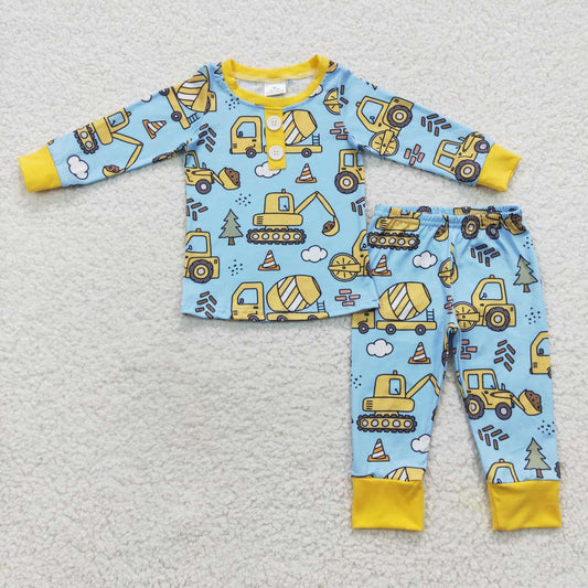 Blue Cartoon long-sleeved pants Girls pajamas