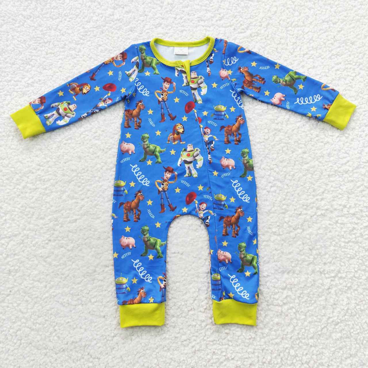 Blue Cartoon Print Boy Romper