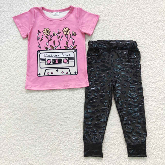 Pink Black Leopard Pants Girl Outfits