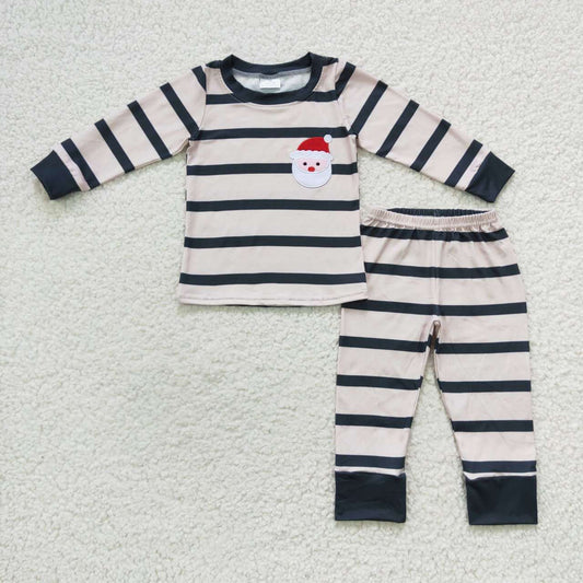 Christmas Stripe Santa long sleeve long pants pajamas