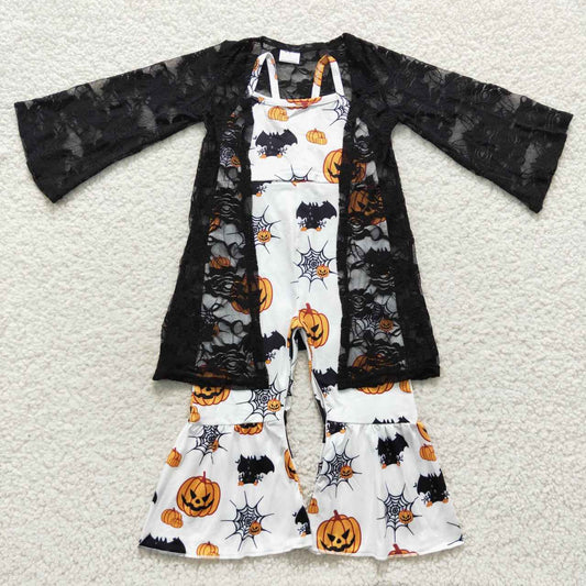 Halloween Pumpkin Jumpsuit With Lace Coat