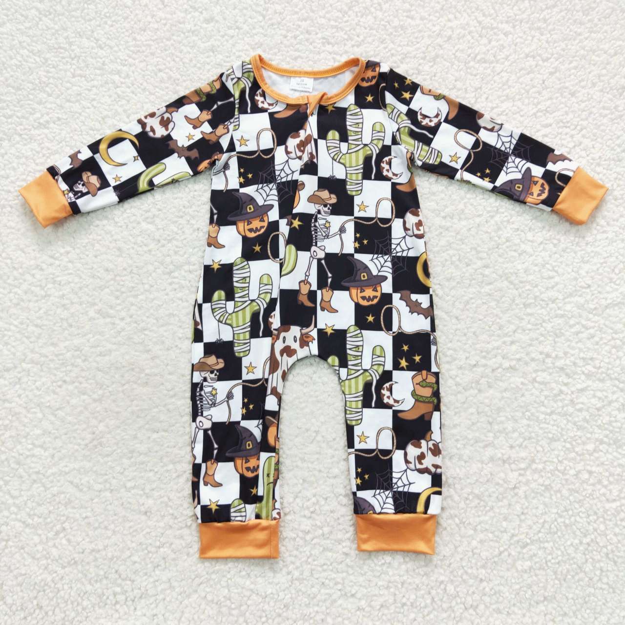 Halloween Pumpkin Baby Romper With zipper