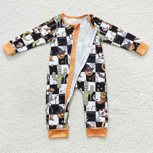 Halloween Pumpkin Baby Romper With zipper