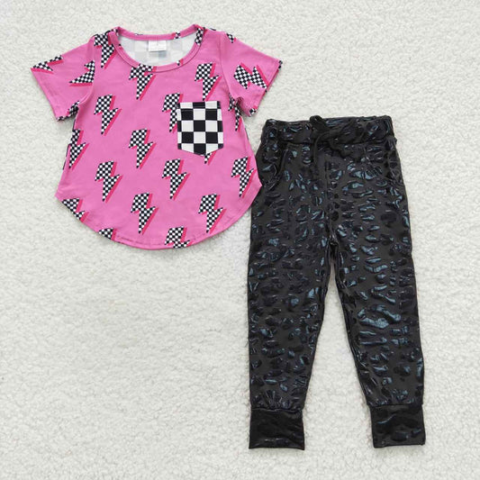 Pink black and white plaid Pants Girl Outfits