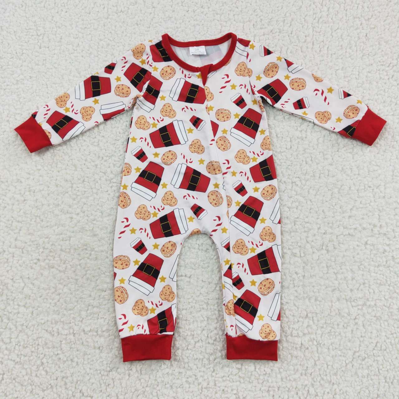 Red Cookies Cartoon Romper With zipper