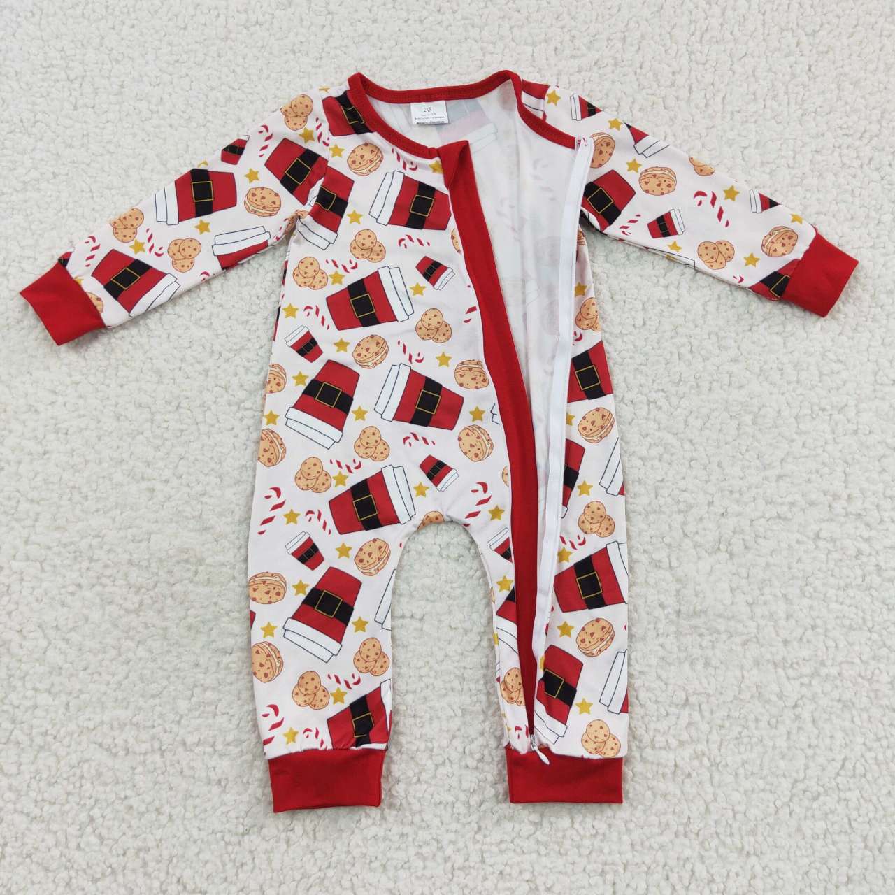 Red Cookies Cartoon Romper With zipper