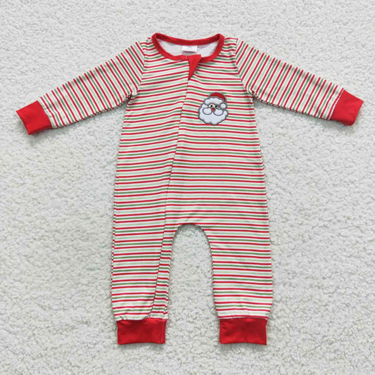 Christmas Stripe Santa Baby Romper With zipper