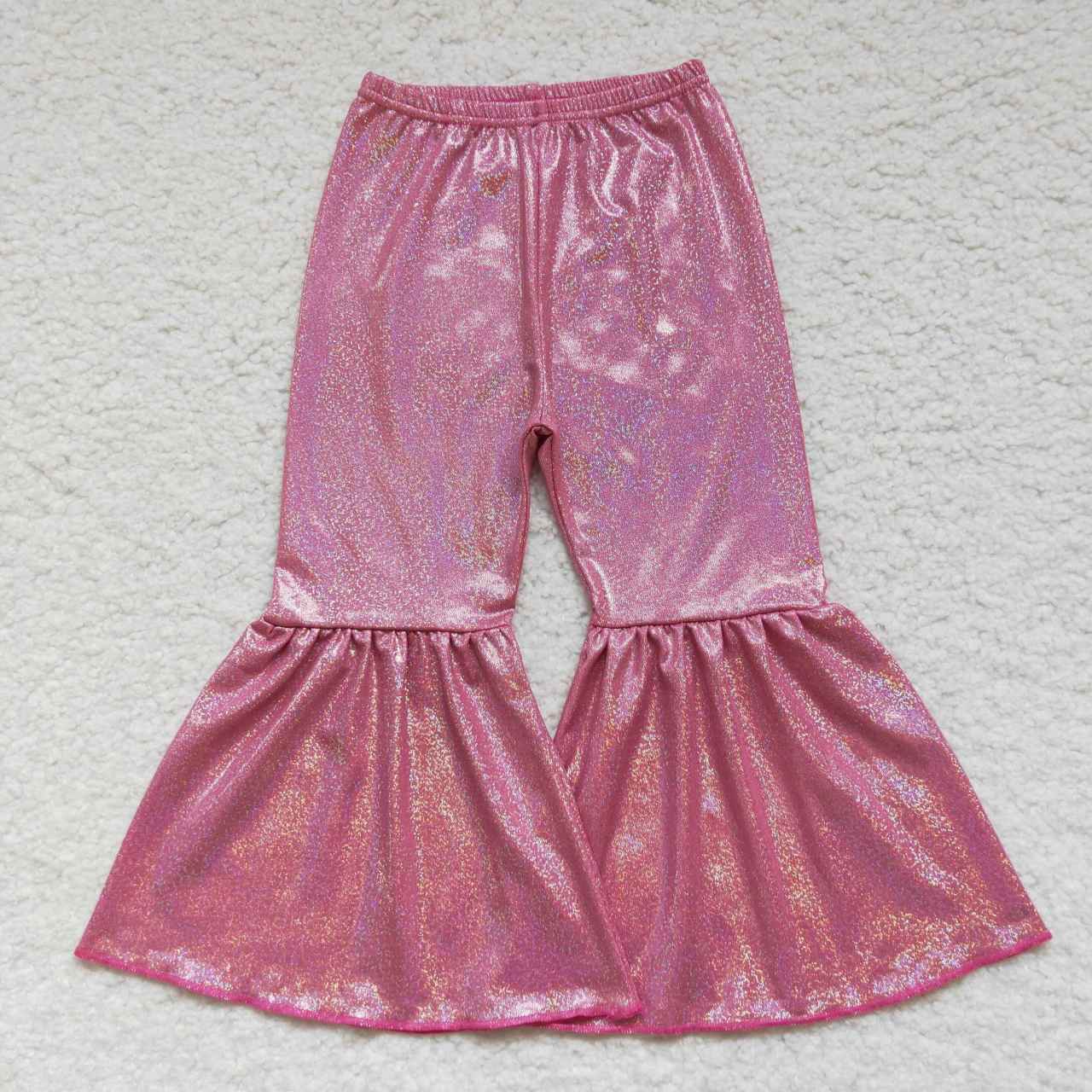 Dark Pink Satin Spandex Bell Pants