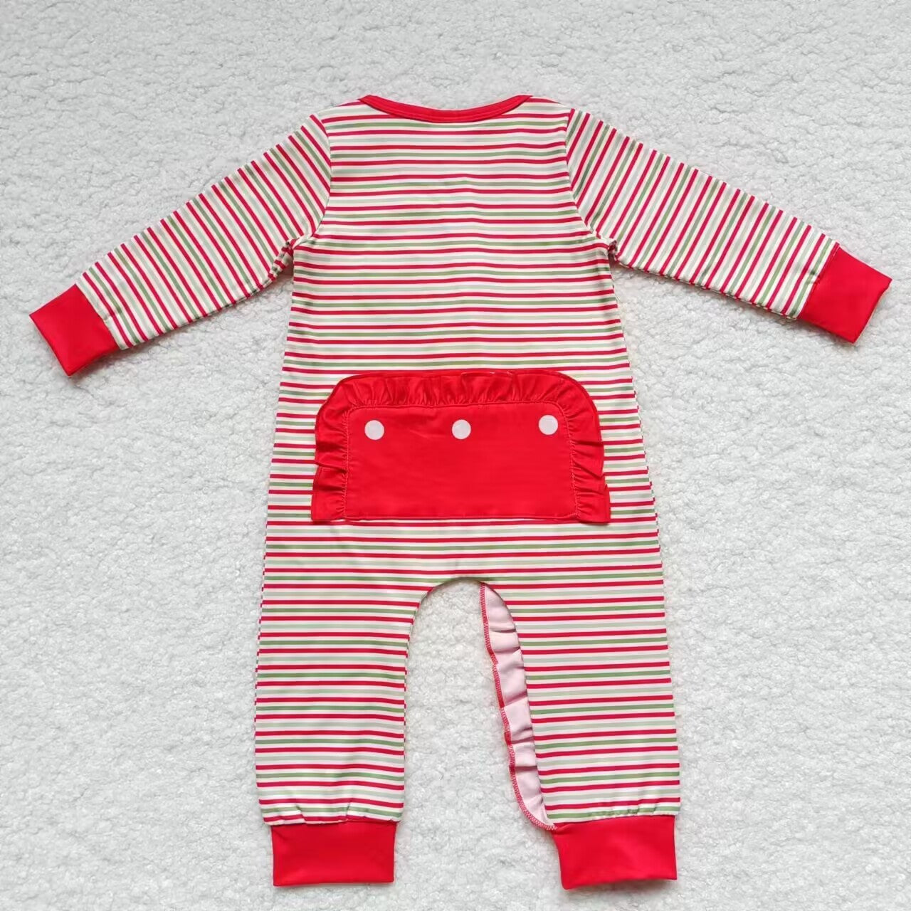 Christmas Red Stripe Baby Romper With zipper