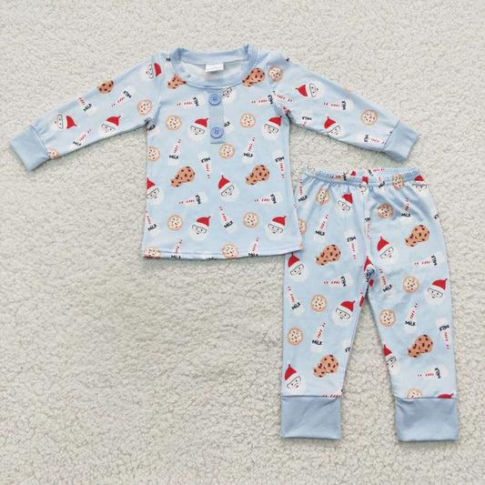 Christmas Blue Santa Long Sleeve Pajamas