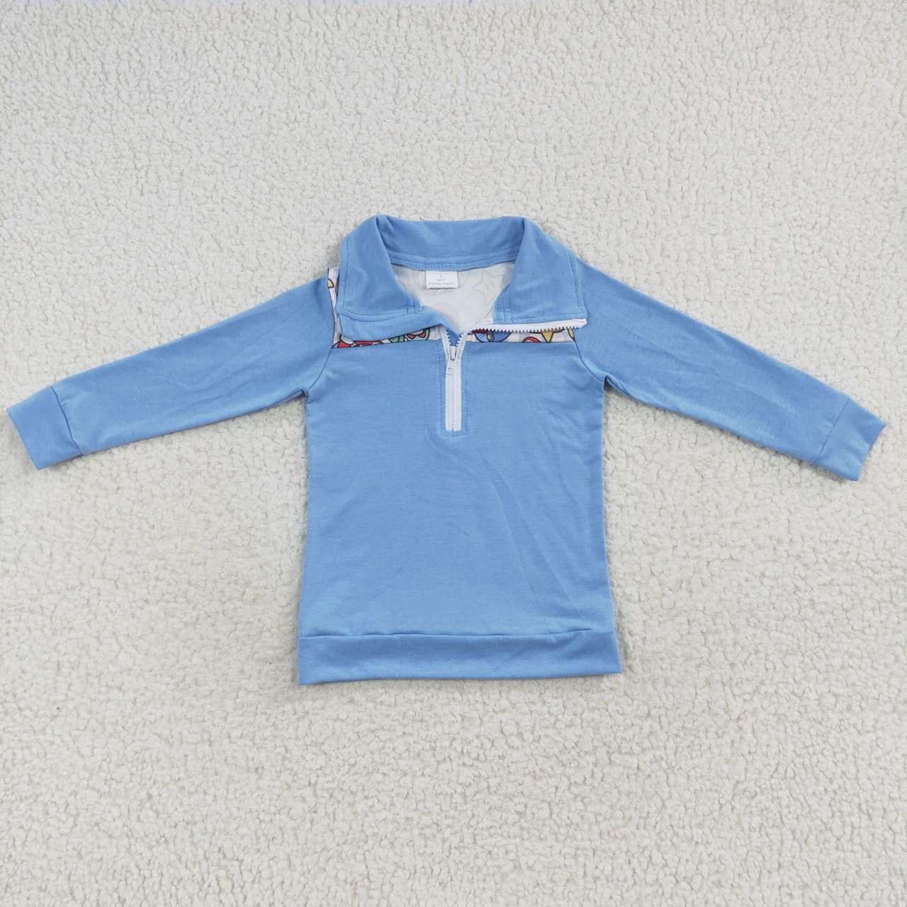 Blue Cartoon With Zipper Coat