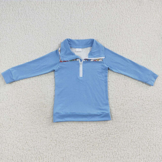 Blue Cartoon With Zipper Coat