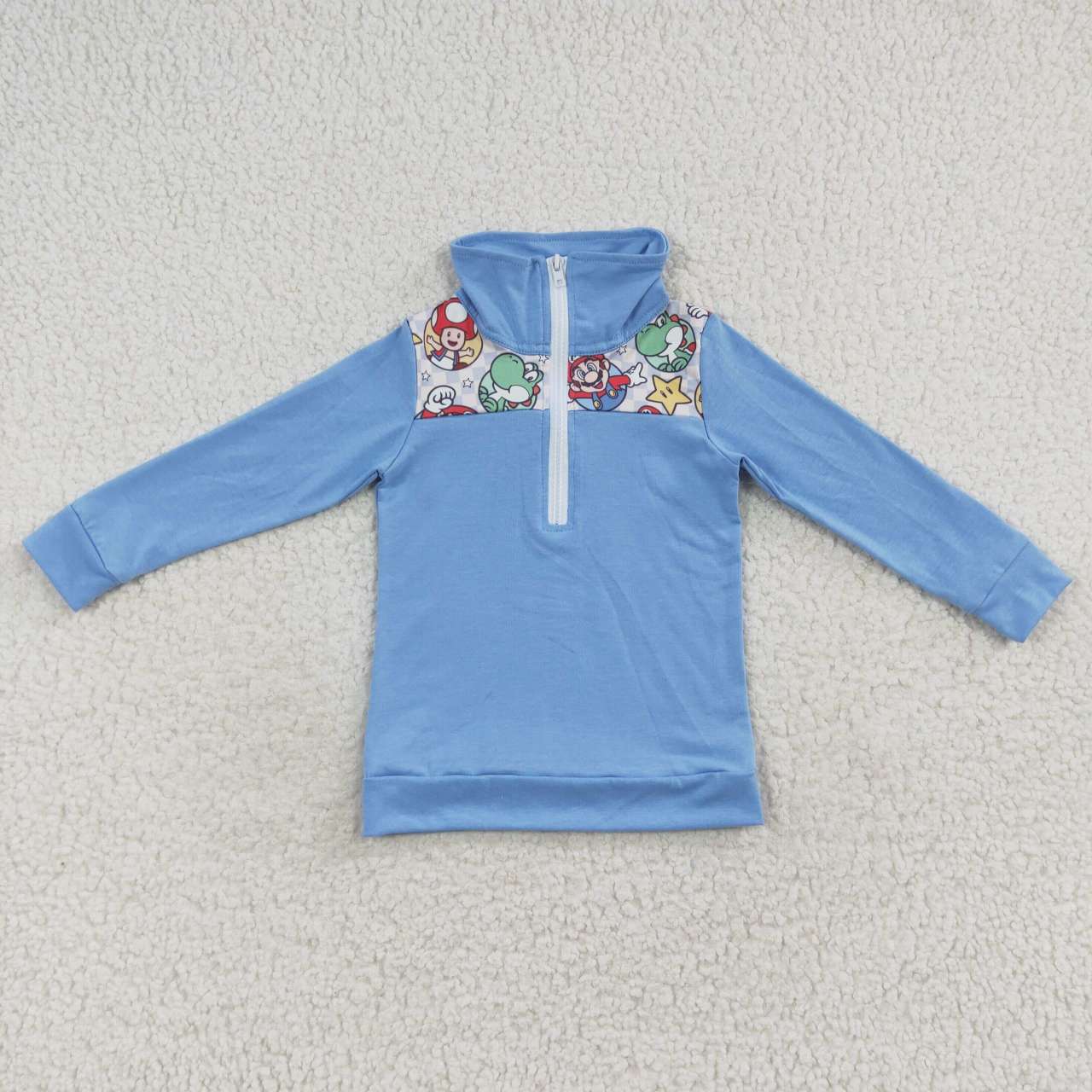 Blue Cartoon With Zipper Coat