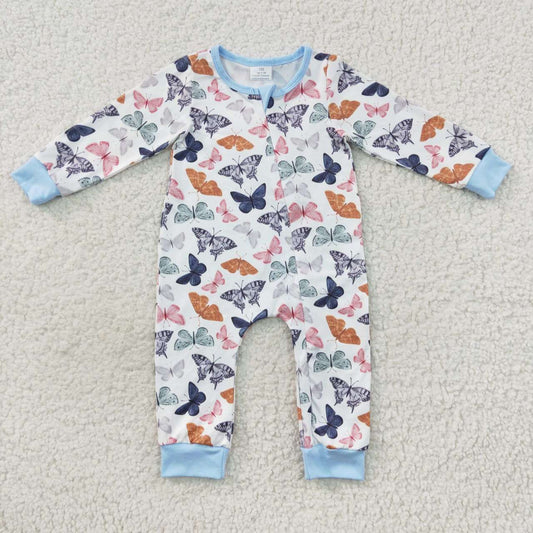 Butterfly Print Baby Romper With zipper