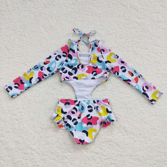 Colorful Floral girls summer Swimsuit