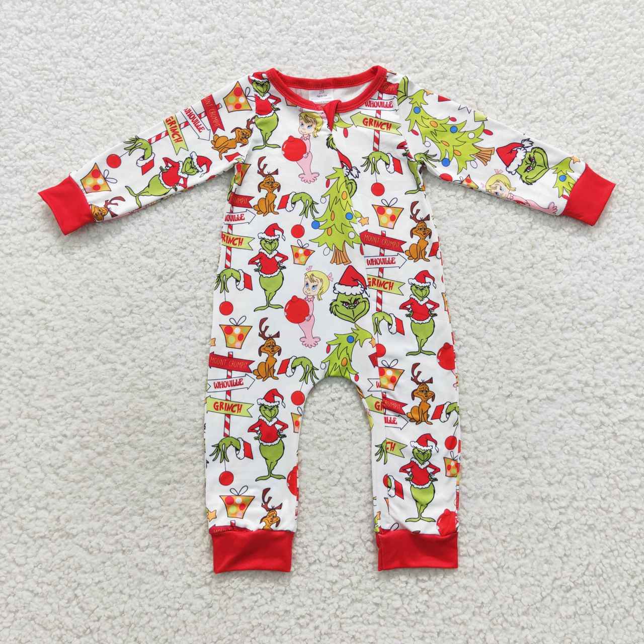 Christmas Cartoon Baby Romper With zipper