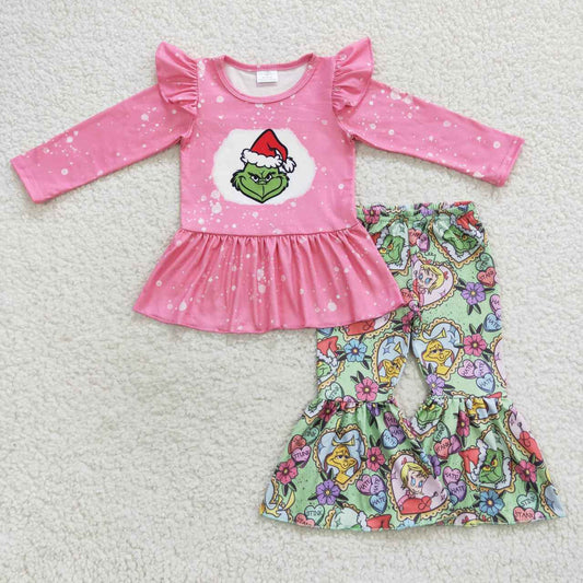 Christmas Pink Cartoon Girls Suit