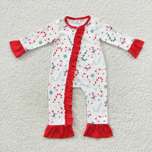 Christmas Red Candy Baby Girls Romper