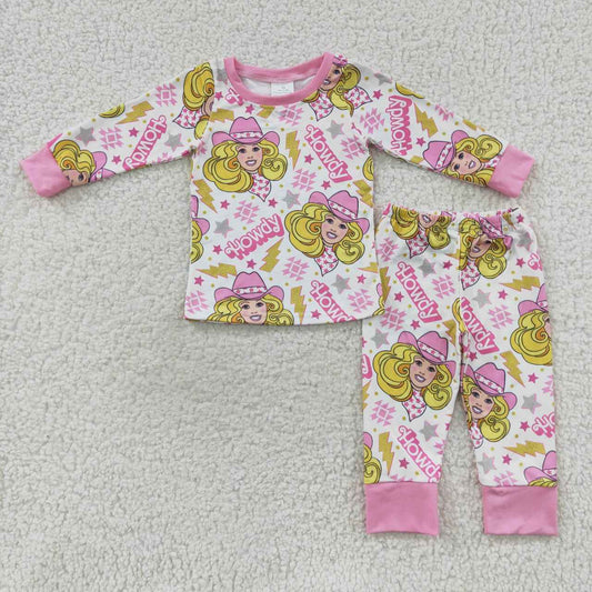 Pink Cartoon Long Sleeve Pants Pajamas