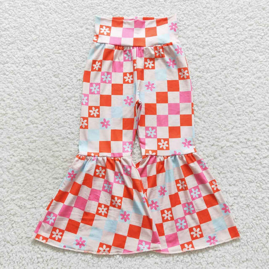 Floral Colorful Plaid Bell Pants