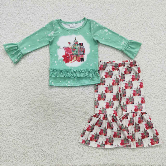 Christmas Green Cartoon Girls Suit