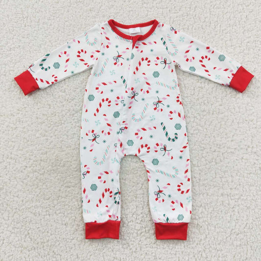 Christmas Candy Baby Romper With zipper