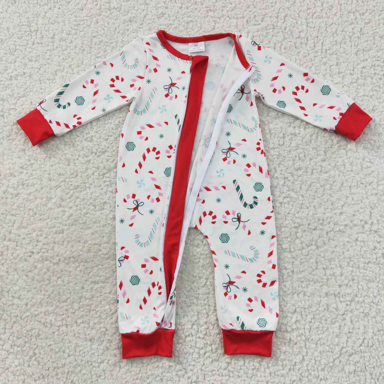 Christmas Candy Baby Romper With zipper