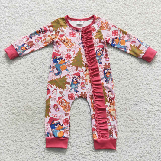 Christmas Dog Tree Baby Romper With zipper