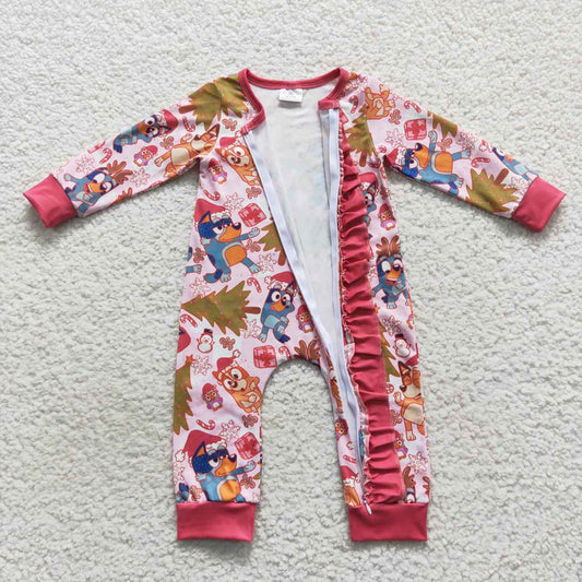 Christmas Dog Tree Baby Romper With zipper