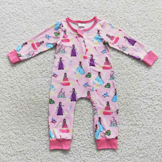 Pink Princess Baby Romper With zipper