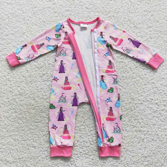 Pink Princess Baby Romper With zipper