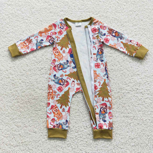 Christmas Green Dog Tree Baby Romper With zipper
