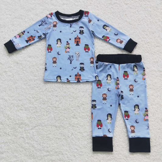 Halloween Blue Cartoon long-sleeved pants pajamas