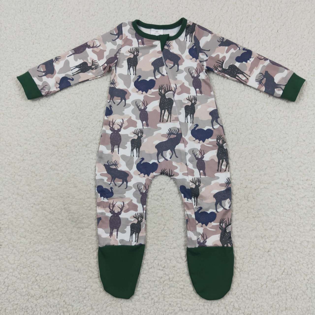 Green Baby Romper With zipper