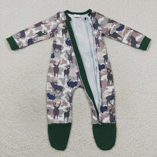 Green Baby Romper With zipper