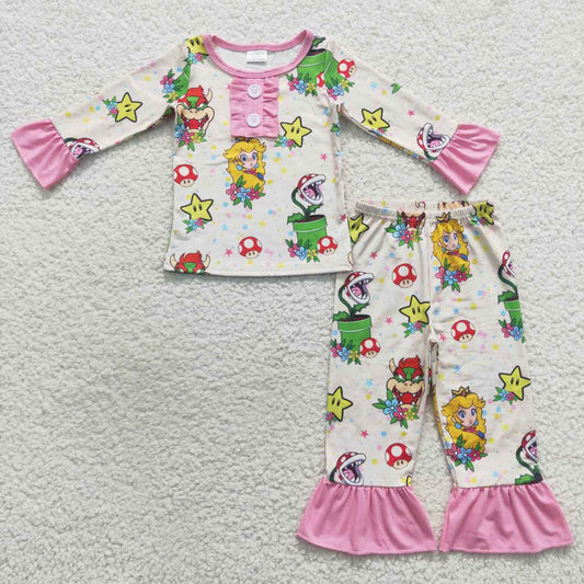 Pink Cartoon Girls Pajamas