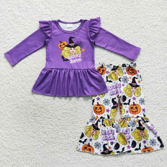 Halloween Purple Pumpkin Cartoon Girls Suit