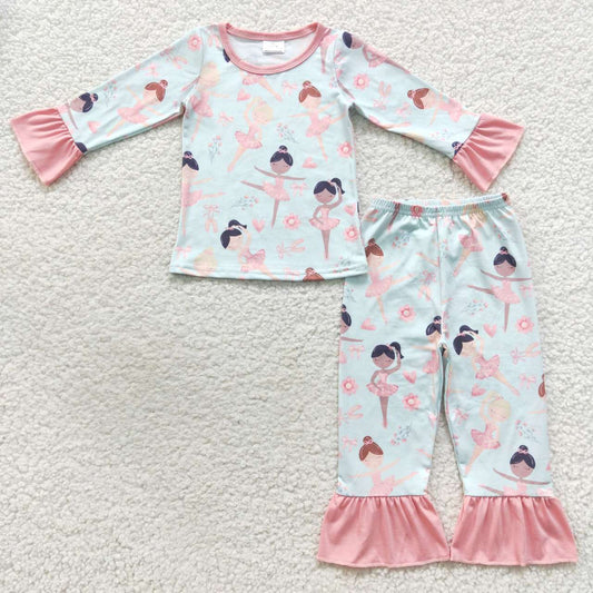 Pink Cute Girl Print Long Sleeve Pajamas