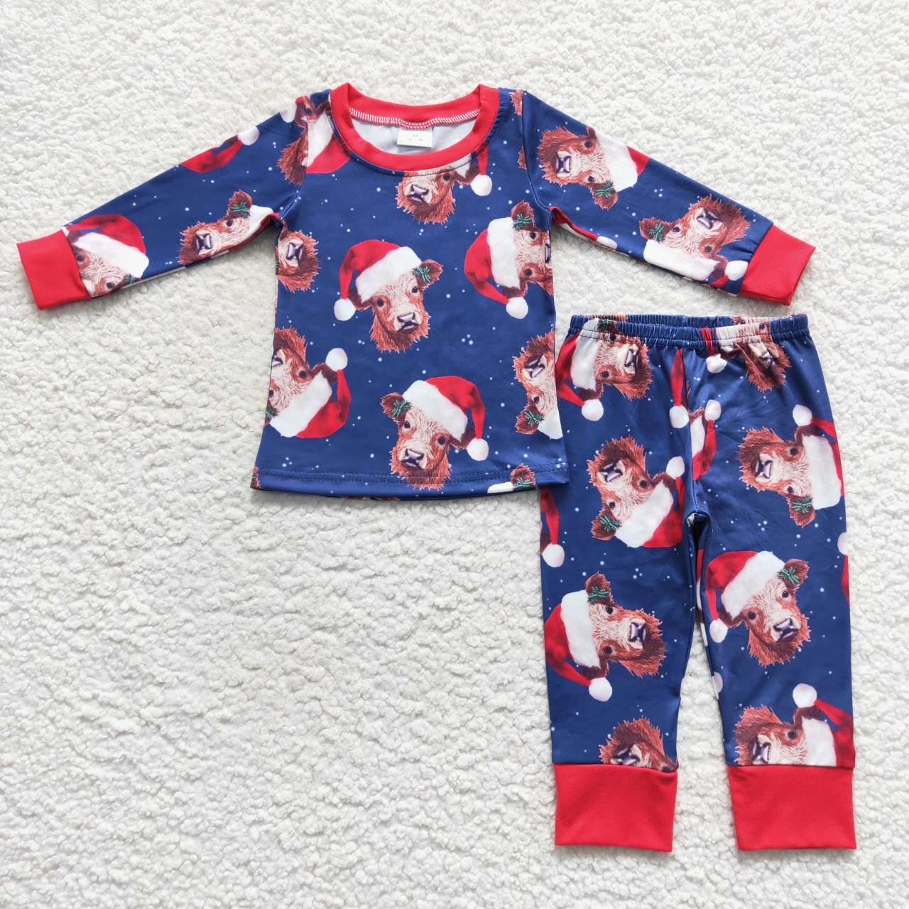 Christmas Highlandcow long sleeve pajamas