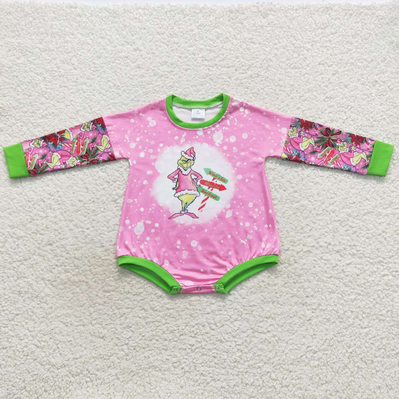 Christmas Pink Cartoon Long Sleeves Romper