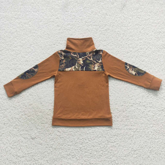 Brown Camo Deer With Zipper Coat