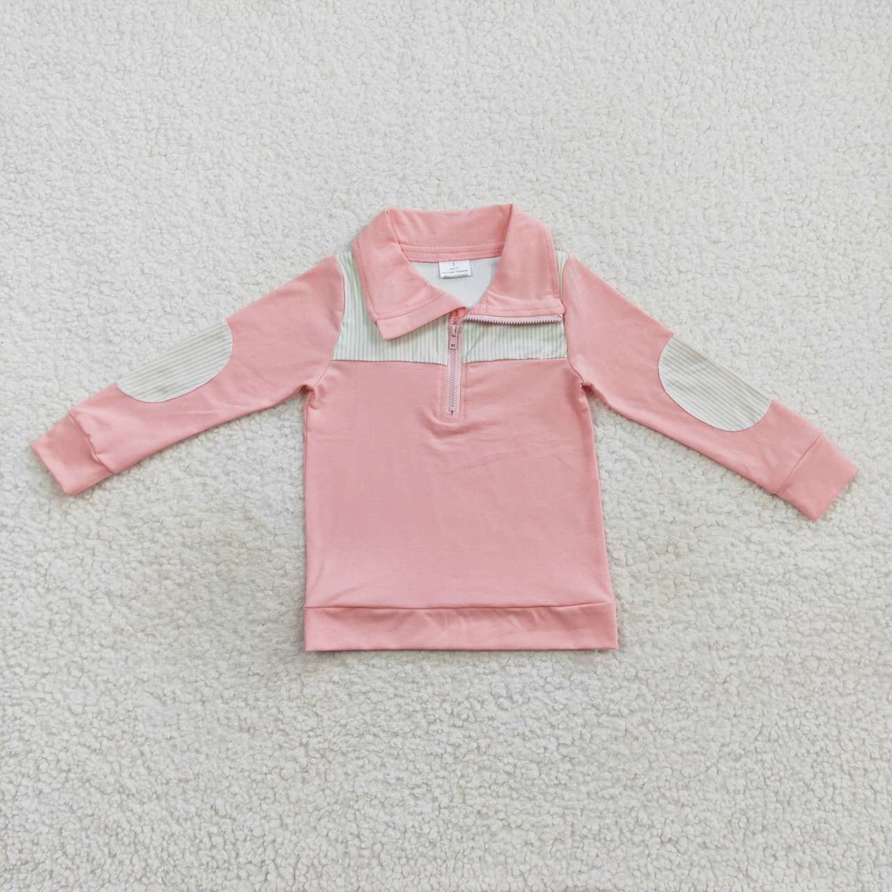 Pink Stripe With Zipper Coat