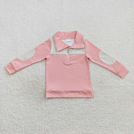 Pink Stripe With Zipper Coat